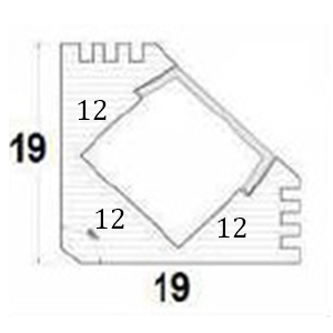 Alu profil hörna 19x19mm  - 2