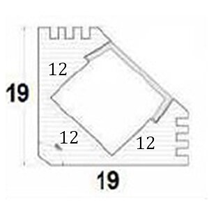 Alu profil hörna 19x19mm 