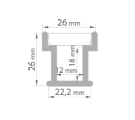 Alu profil robust, Frost 26x26 mm  - 2