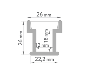 Alu profil robust, Frost 26x26 mm 