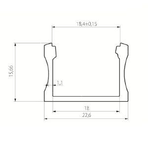 Aluminiumprofil bred 22,6x15,66mm  - 2