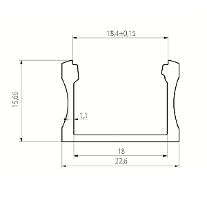 Aluminiumprofil bred 22,6x15,66mm 