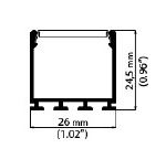 Aluminiumprofil rymlig 26x24,5mm - 2