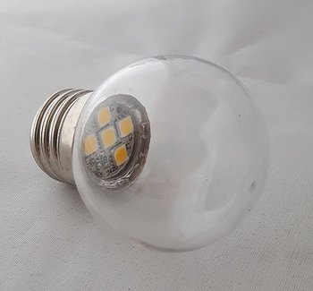 LED B22 Klar PC glob 1W, Varmvit