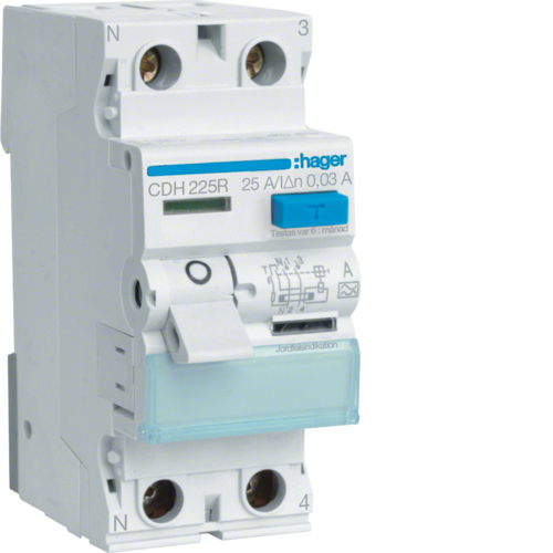 HAGER Jordfelsbrytare HI 2-P 25A 30mA