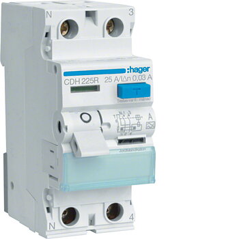 HAGER Jordfelsbrytare HI 2-P 25A 30mA