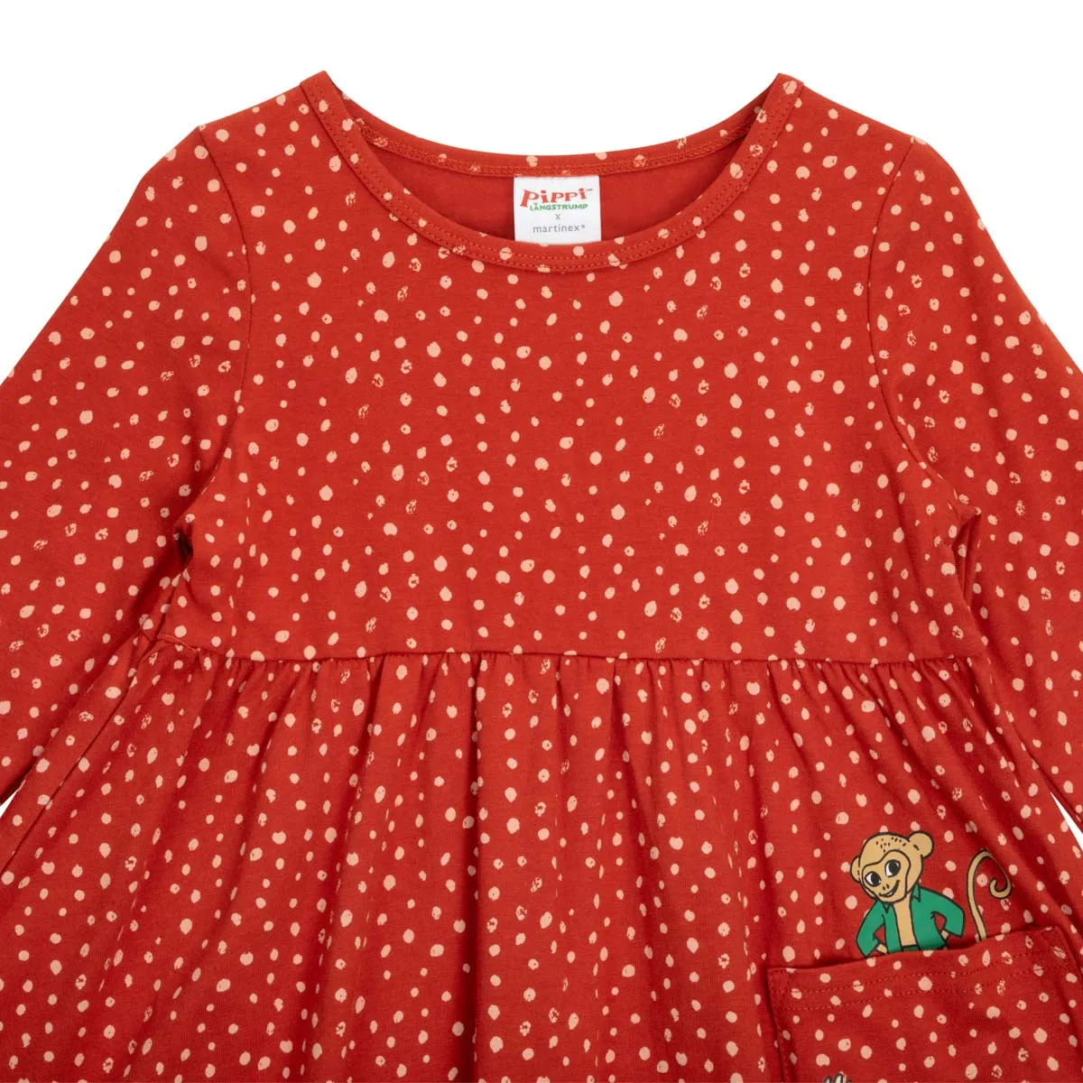 Pippi klänning - Prickig, roströd/rosa 104 - 5