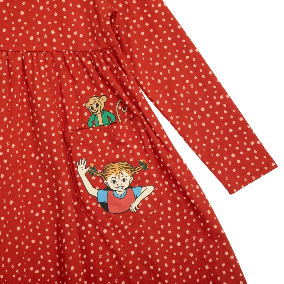 Pippi klänning - Prickig, roströd/rosa 116 - 3