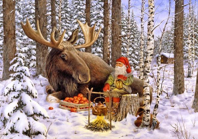 Magnet Jan Bergerlind - Tomte med älg