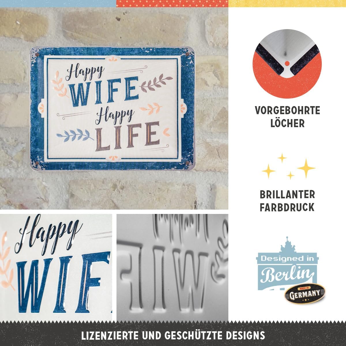 Skylt - Happy Wife Happy Life - 3