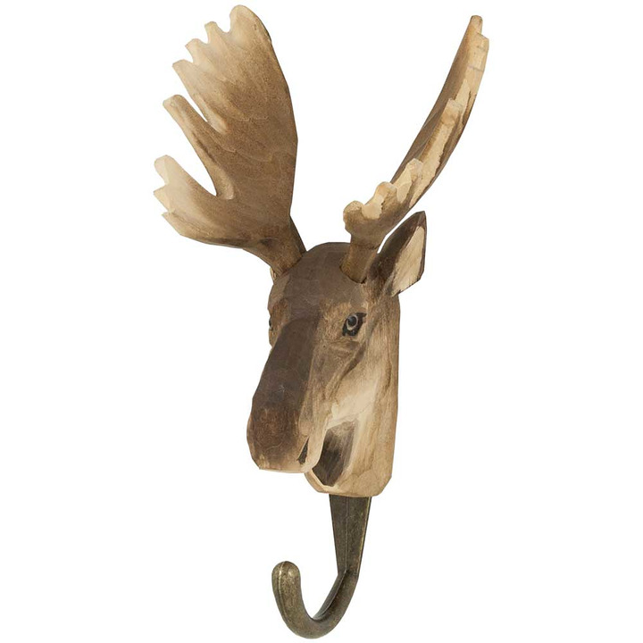 Hand-carved hook Moose