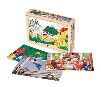 Astrid Lindgren characters, 4 wooden puzzle in box