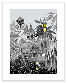 Mumin poster 50x70 cm - Ljus i fönstret (Knyttets hus)