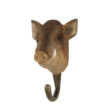 Hand-carved hook Wild Boar