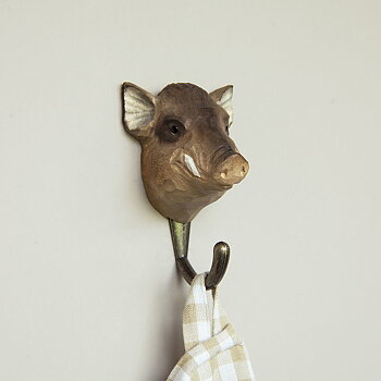 Hand-carved hook Wild Boar