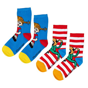 Pippi  Socks 2-pack, Blue/Red size 27/30