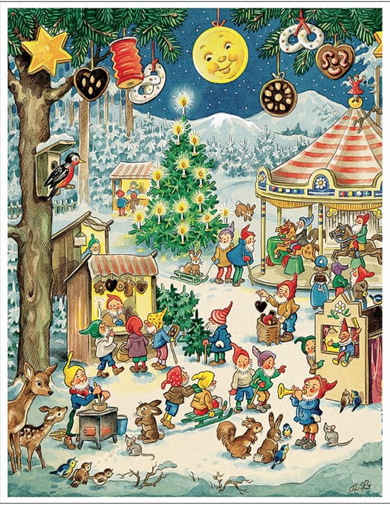 Adventskalender A4 - Tomtar på julmarknad - 2