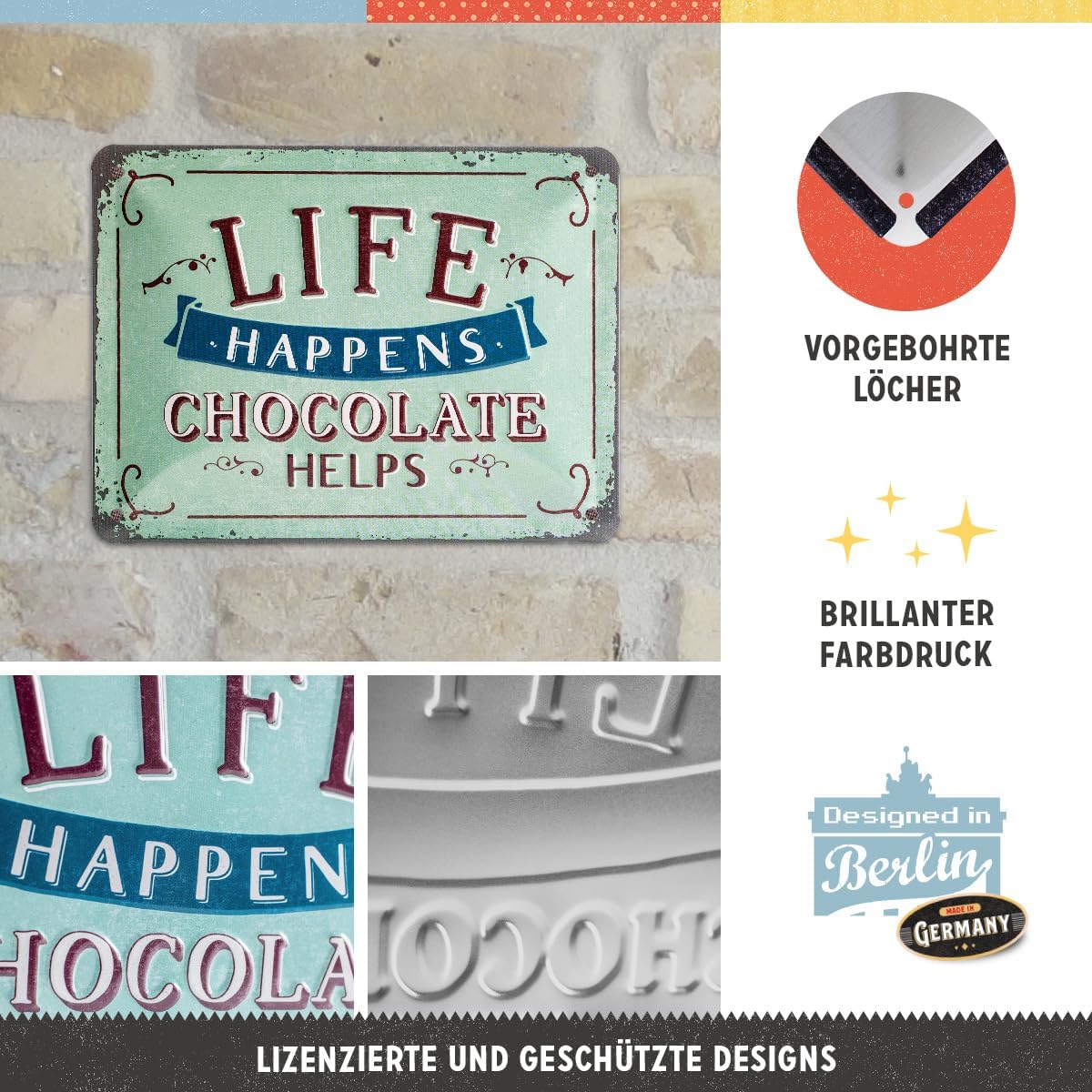 Skylt - Life Happens - Chocolate Helps - 4