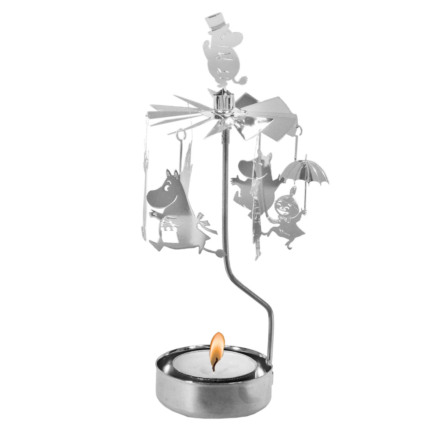 Rotary candle holder Moomin Family, silver
