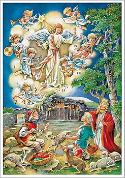 German Advent Calendar A4 Shepherd with Angels
