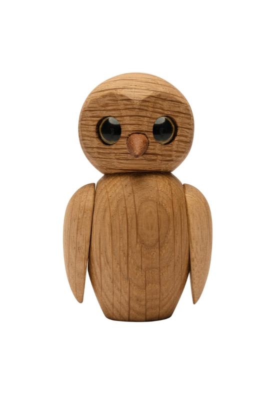 Wise Owl Wooden Decoration 7 cm Oak