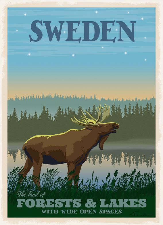 Poster Sweden Älg A4 - ThomasO