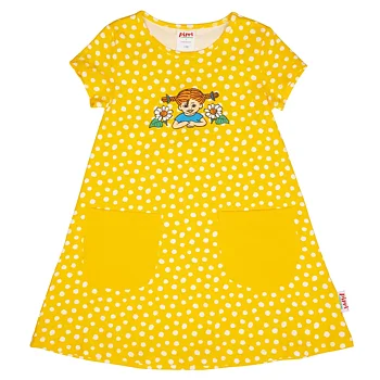 Pippi Longstocking Speckled Dress Short-sleeved Yellow size 116
