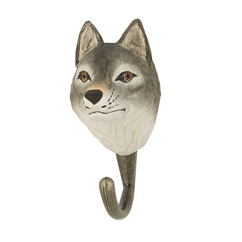Hand-carved hook Wolf