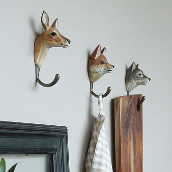 Hand-carved hook Wolf