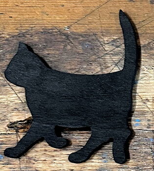 Wooden magnet - Cat, black