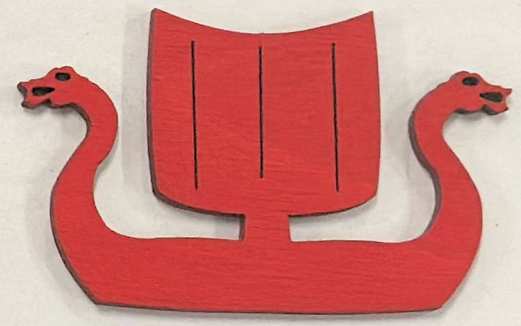 Wooden magnet Viking ship, red