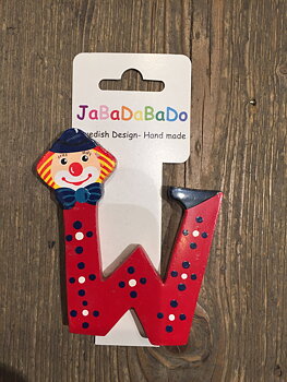 Clownbokstav i trä - W, röd