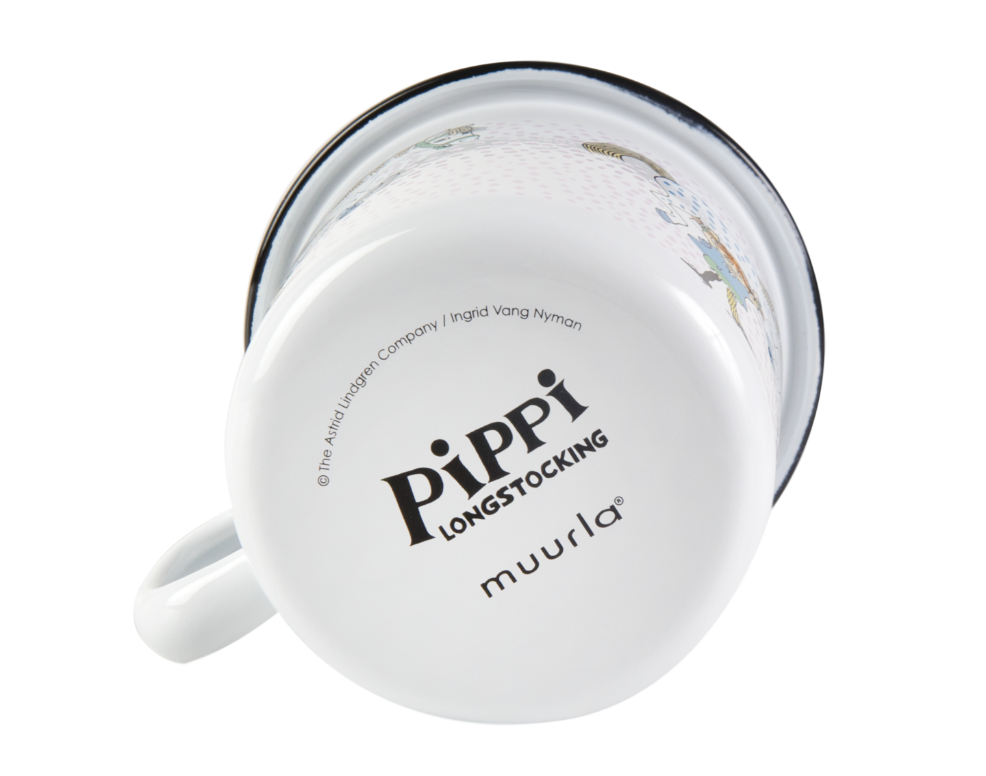 Pippi enamel mug 2,5 dl - Pippi and the Horse, white - 3