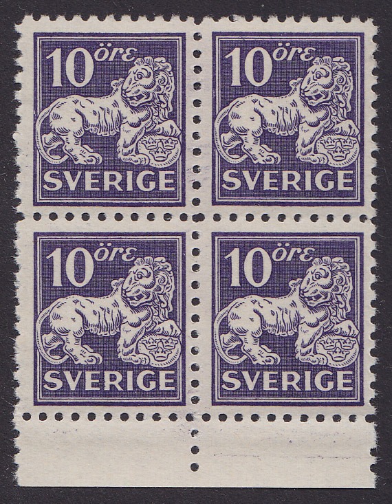 F 146Ca, 10 öre Stående lejon fyrblock **