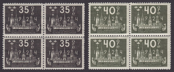 F 202-203, Världspostkongressen 1924 fyrblock **