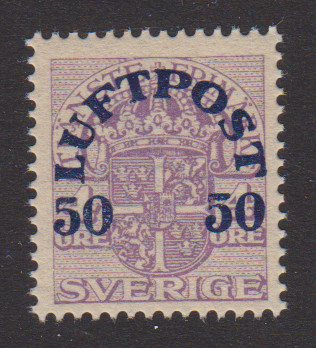 F 138, 50 öre Luftpost vm krona **