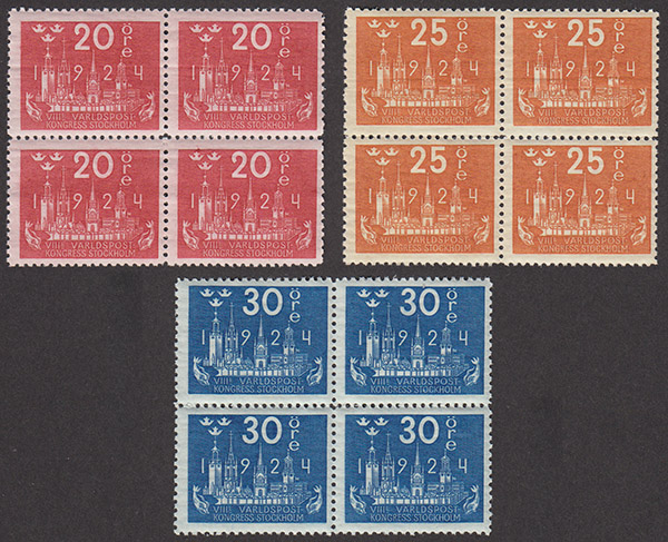 F 199-201, Världspostkongressen 1924 fyrblock **