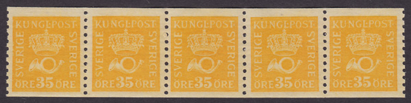 F 156a, 35 öre Postemblem femstrip **