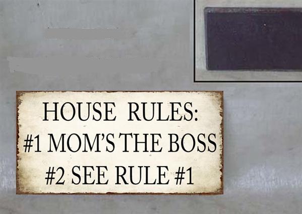 Kylskåpsmagnet / Emaljskylt /  House Rules