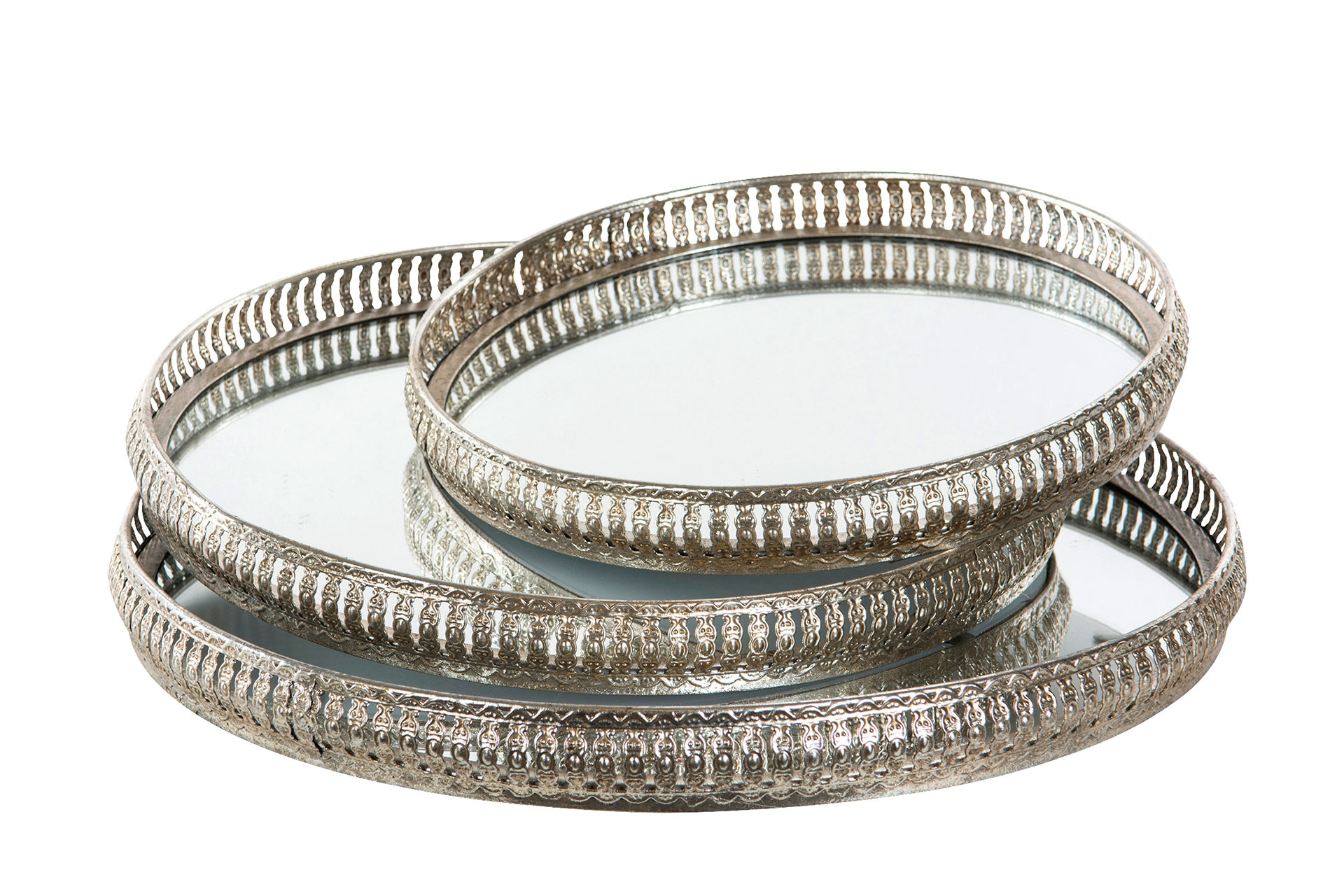 Spegelbricka med silverfärgad kant 