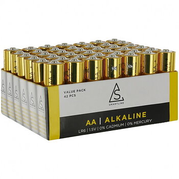 Alkaliska batterier AA LR6 1,5V 42-pack