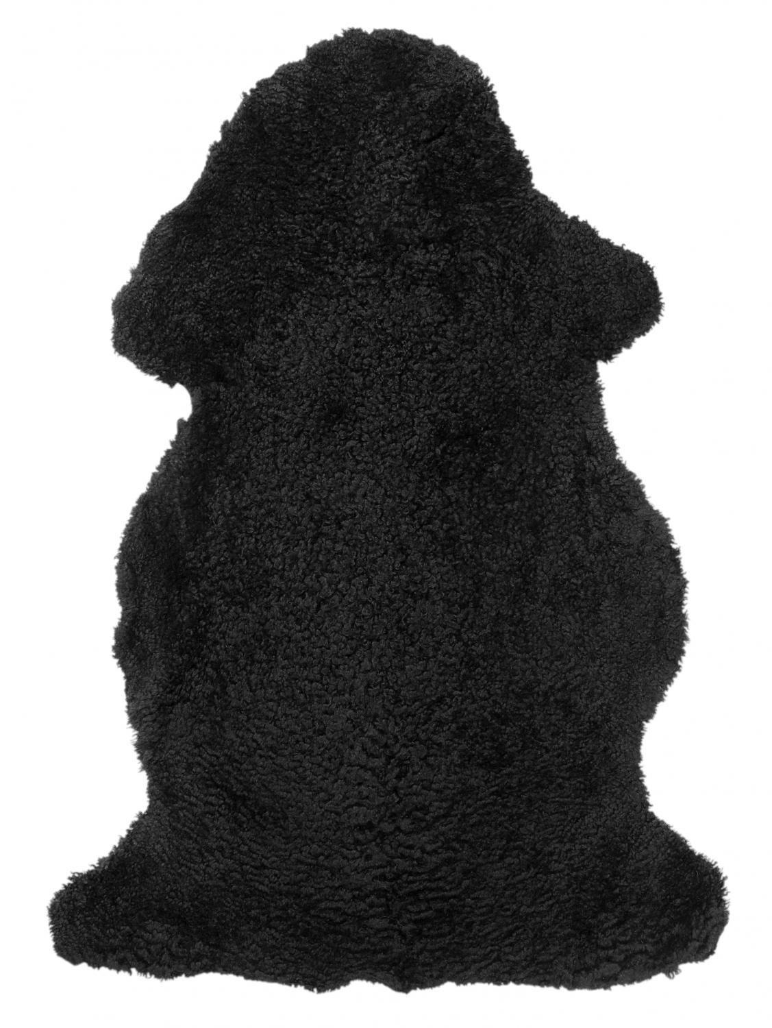 Svart kortklippt lockig fäll