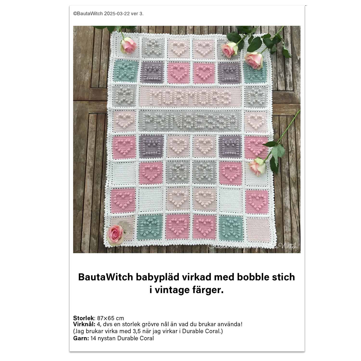 Utskrivet mönster till BautaWitch babypläd (17 sidor)