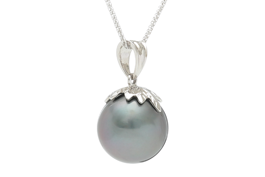 Tahiti Perlen Anhänger in Weißgold gefasst 11mm - 2