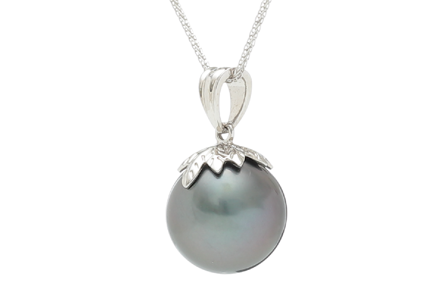 Tahiti Perlen Anhänger in Weißgold gefasst 11mm - 3