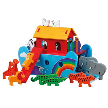 Noahs ark trælegetøj med trælegetøjsdyr