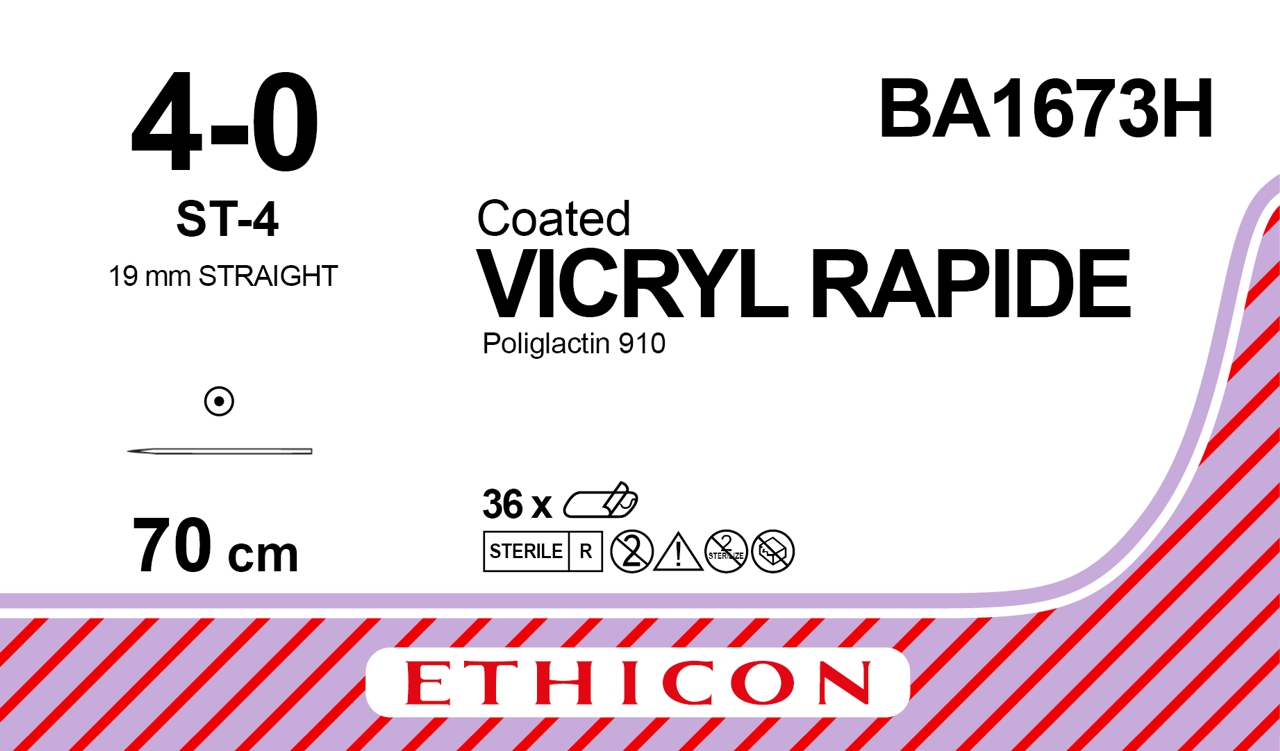 Vicryl Rapide sutur 4-0, BA1673H, ST-4 needle, 70 cm undyed