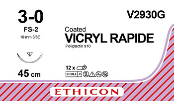 Vicryl Rapide sutur 3-0, V2930G, FS-2 needle, 45 cm undyed