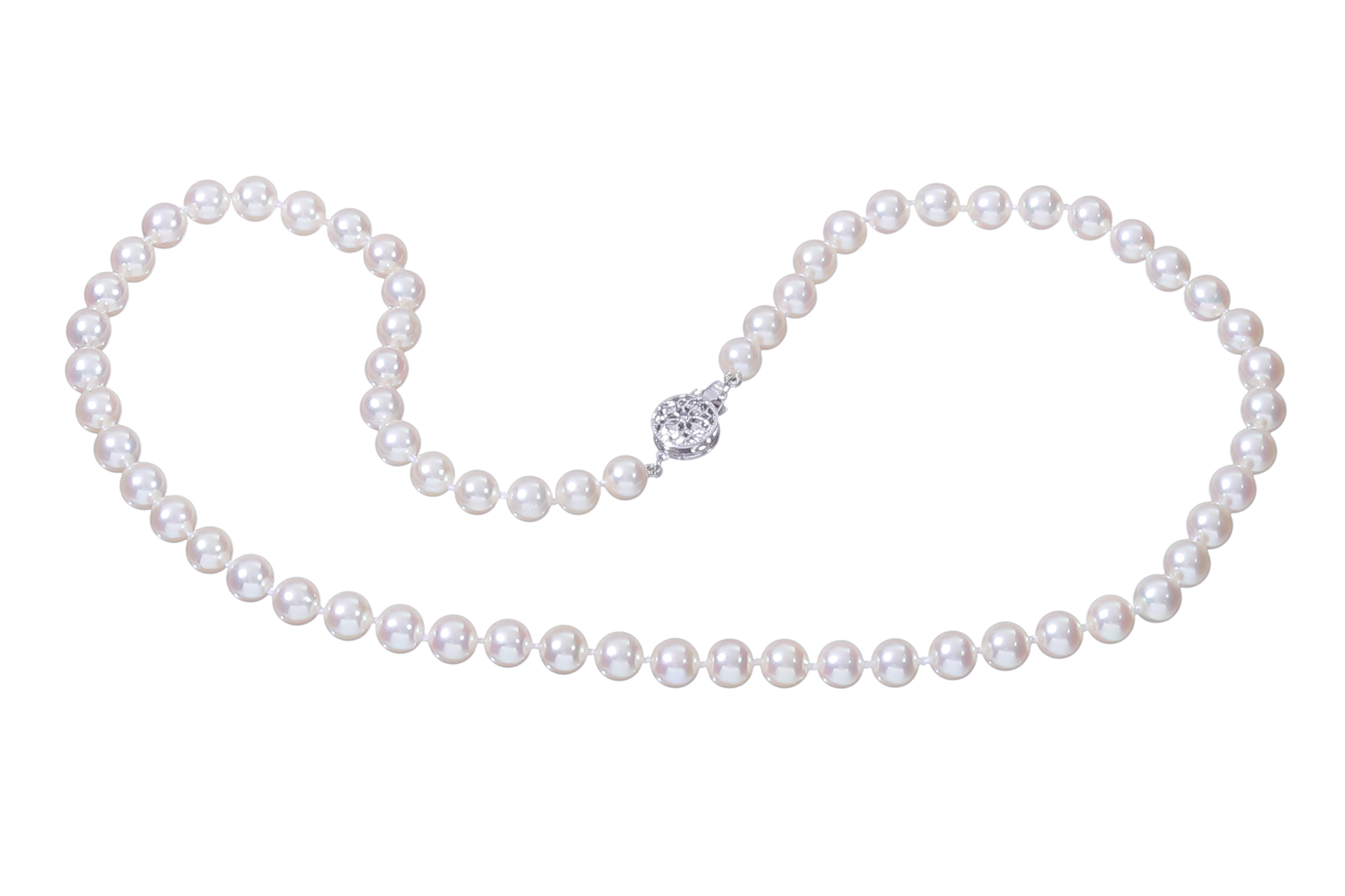 AAA-Quality Akoya cultured pearl necklace set with white gold clasp 6-6.5mm - 4