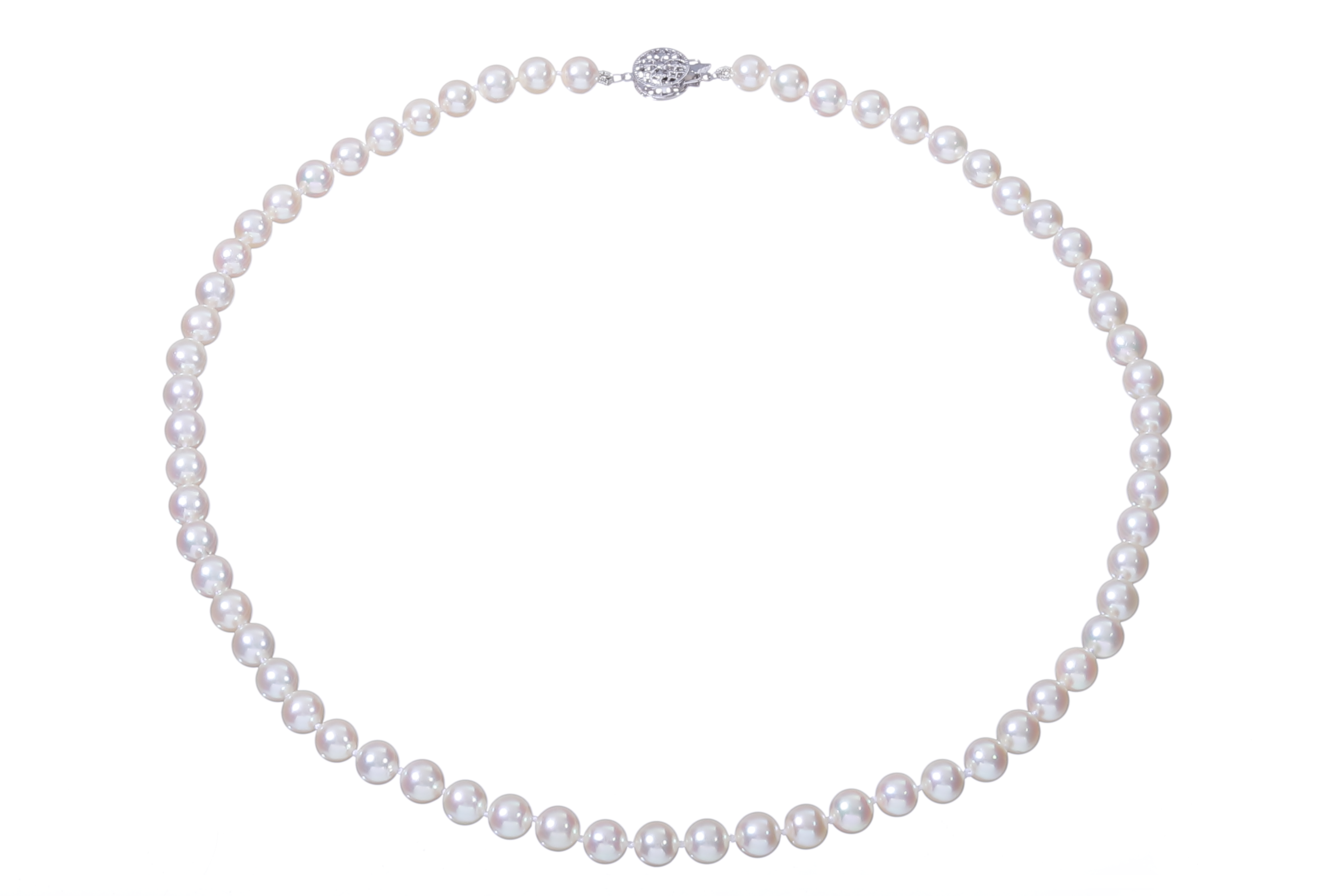 AAA-Quality Akoya cultured pearl necklace set with white gold clasp 6-6.5mm - 2